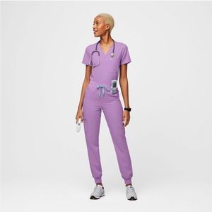 Figs High Waisted Zamora Jogger Scrub Pants in Lilac